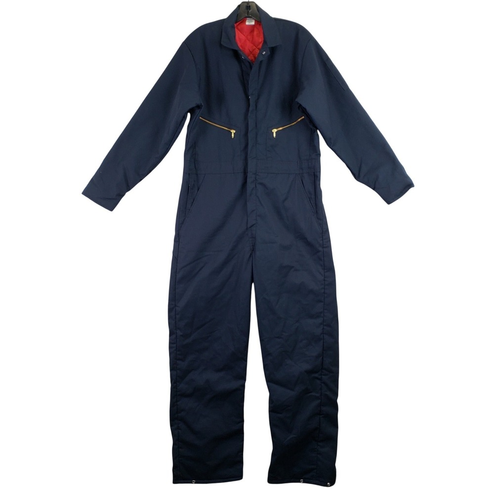 Red Kap Insulated Twill Coveralls Mens M Navy Workwear Mechanic Utility Winter